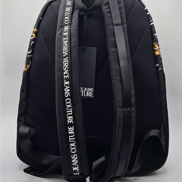 Versace Jeans Couture Logo Black And Yellow Baroque Print Backpack - Picture 4 of 11